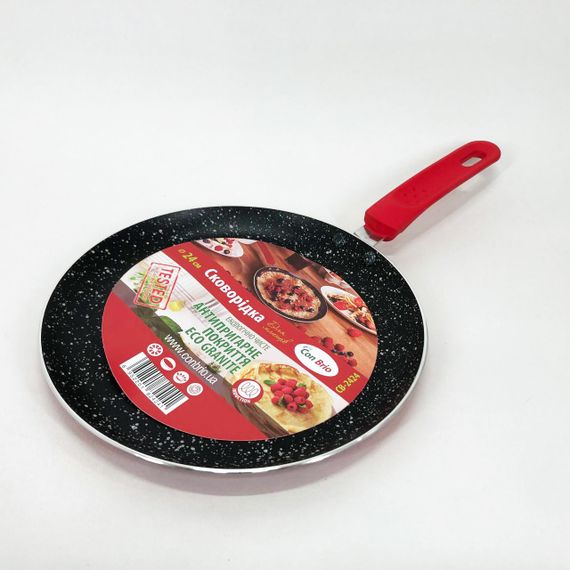 Сковорода млинець 24 см з антипригарним покриттям Con Brio CB-2424 для всіх видів плит. NL-192 Колір: червоний | Зображення 3