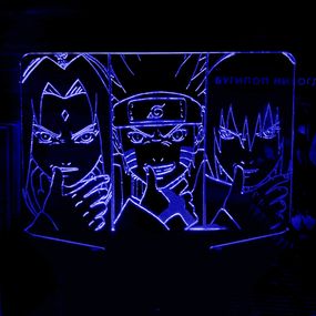 Акриловый светильник-ночник Наруто Команда 7 синий tty-n000464