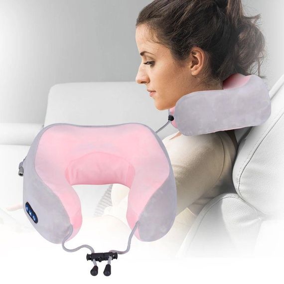 Бездротова масажна подушка для шиї з USB, U-Shaped Upgrade Vibration Pillow / Вібраційна подушка-масажер з пам'яттю | Зображення 2