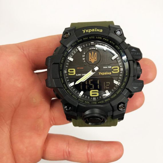 Часы наручные мужские SKMEI 6851/1586AG, Военные мужские наручные часы зеленые, Часы спортивные | Зображення 5