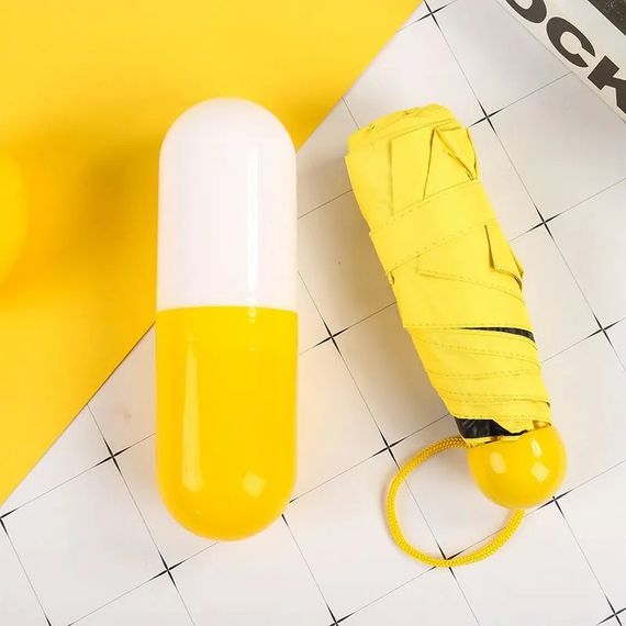 Capsule umbrella / Міні парасолька у футлярі / Компактна парасолька / Парасолька маленька. KF-298 Колір: жовтий | Зображення 9
