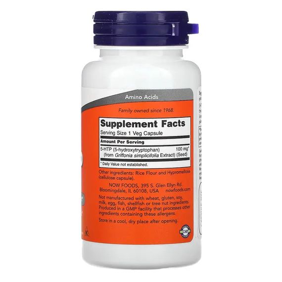 Аминокислота  NOW 5-HTP 100mg 60 caps | Зображення 1