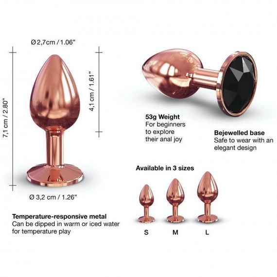 Металева анальна пробка із прикрасою у вигляді кристалу Dorcel - Diamond Plug Rose Gold S | Зображення 2