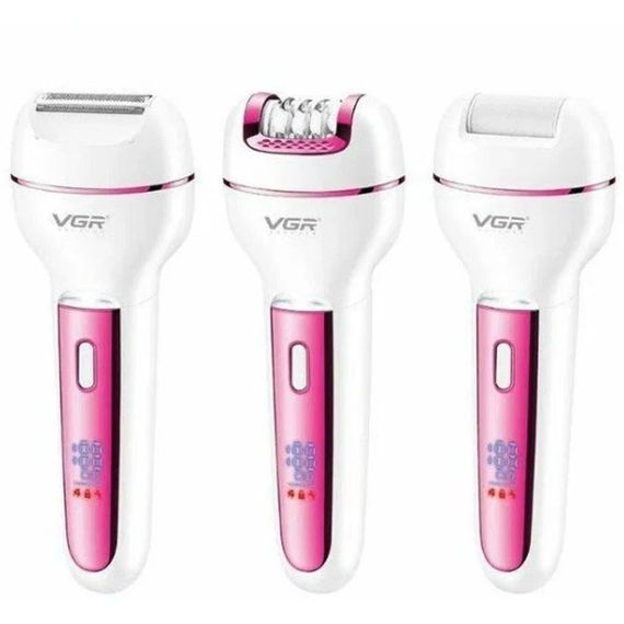 Женский беспроводной эпилятор 3в1 VGR V-732 для ног и зоны бикини с подсветкой и дисплеем. Цвет: розовый | Зображення 4