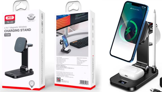 Бездротовий зарядний пристрій 15W 4в1 XPRO TK23 чорний (MAW-44906_1326)