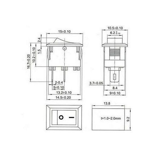 Качельный переключатель kcd1-11 красный 10х15 (2pin) | Зображення 1