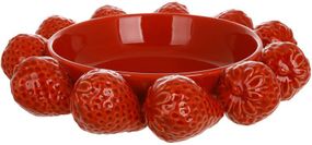 Фруктівниця порцелянова "Strawberry" Ø25х6см з рельєфним декором, червона полуниця