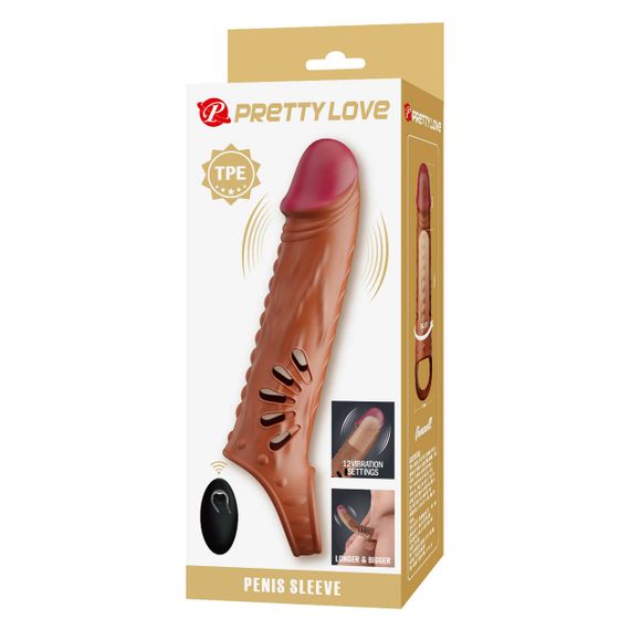 Насадка  на пеніс з пультом керування PRETTY LOVE PENIS SLEEVE, TPE,3 removeable 1 inch extenders Sex Aura | Зображення 5
