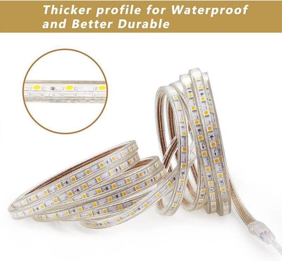 Гнучка світлодіодна стрічка 5050, 230 в, ip67, 2 м, холодний білий | Зображення 1