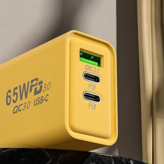 Зарядний пристрій для телефону (65W), 1xUSB + 2хType-C / Адаптер для заряджання / Швидка зарядка для смартфона | Зображення 3
