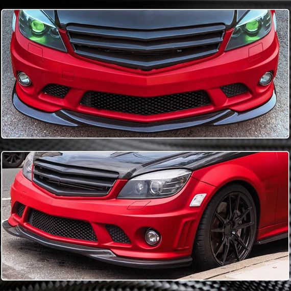 Накладка на передній бампер Lip V3 (для AMG 2008-2011, Карбон) для Mercedes C-class W204 рр | Зображення 3