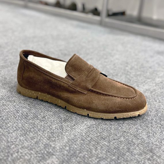 Мужские лоферы Luciano Bellini 687 коричневый замш 44 размер