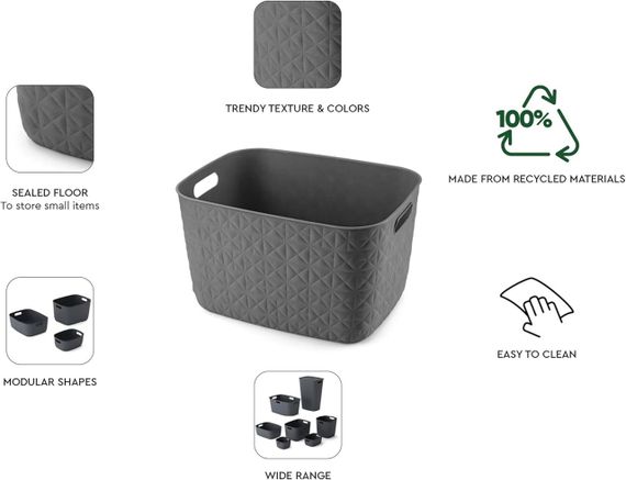 Корзина для хранения пластиковая Curver (Курвер) Softex L 19 л (00574) Серый | Зображення 5