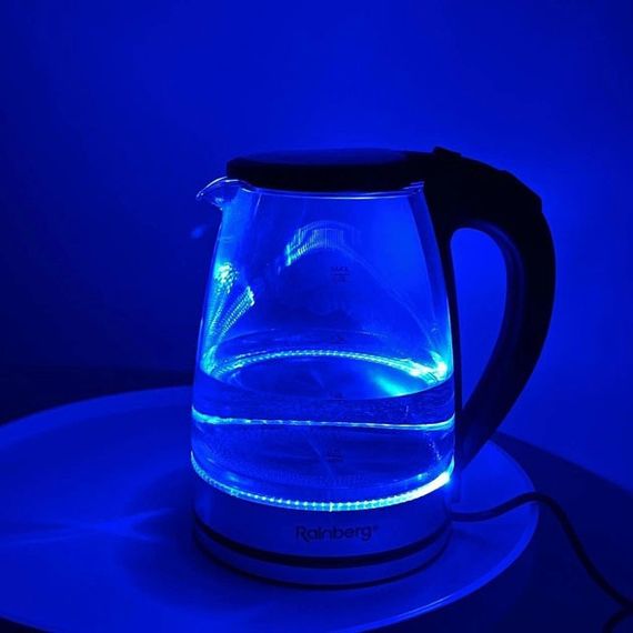 Электрический стеклянный чайник Rainberg RB-2250 с LED подсветкой 2200 BU-705 Вт 1.8л | Зображення 4
