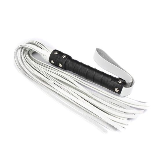 Кнут Flirty, эко-кожа с кожаной ручкой, белый, 60 см sexstyle | Зображення 2