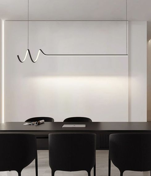 Люстра світлодіодна підвісна LED світильник для квартири на стелю лед 27252 Чорний 30-140х20х120 см. | Зображення 5