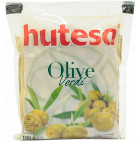Іспанські оливки зелені з кісточкою Hutesa, у пакеті 180 г, Польща