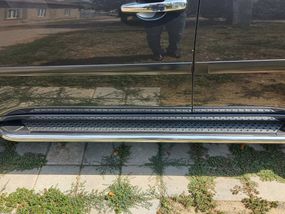 Боковые пороги Maydos V2 (2 шт., алюминий -2024 нерж) для Mitsubishi L200 2006-2015 гг