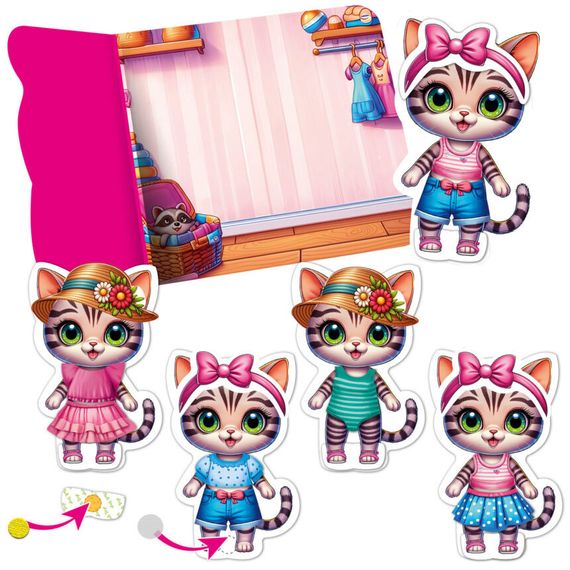 Гра розвиваюча з липучками "Кошеня" VT1320-03, 10 елементів одягу | Зображення 1