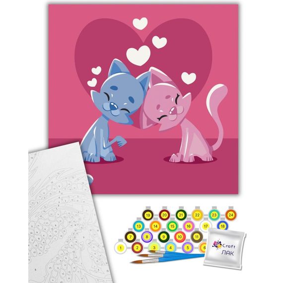 Картина по номерам "Влюбленные котята" 15582-AC 40x40 см | Зображення 1
