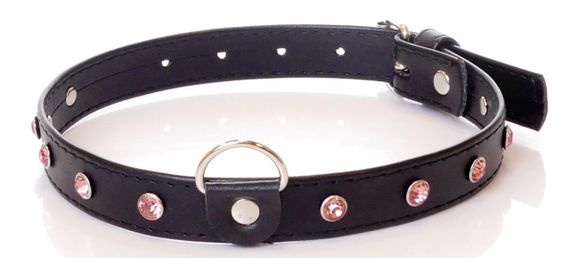 Нашийник зі штучної шкіри з кристалами Fetish Boss Series - Collar Pink Crystal, BS3300120 sexstyle