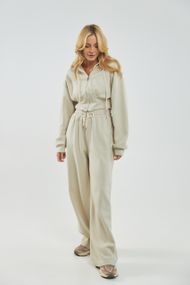 Жіночий спортивний костюм з коротким худі та вільними штанами - бежевий цвет, ONE SIZE (є розміри)