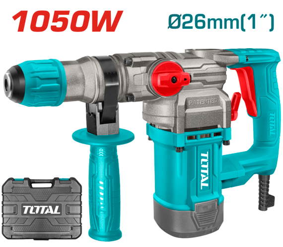 Перфоратор TOTAL TH110266 SDS-Plus, 1050Вт, 0-1100об/хв, 4.5Дж, 0-3800 уд/хв