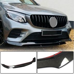 Накладка на передний бампер Lip (для AMG-Line/GLC43 AMG, Карбон) для Mercedes GLC coupe C253 2016-2023 гг