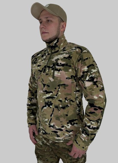 Кофта тактическая флисовая Ultimatum Basic Мультикам, мужская военная флиска, армейская кофта с молнией на шее | Зображення 2