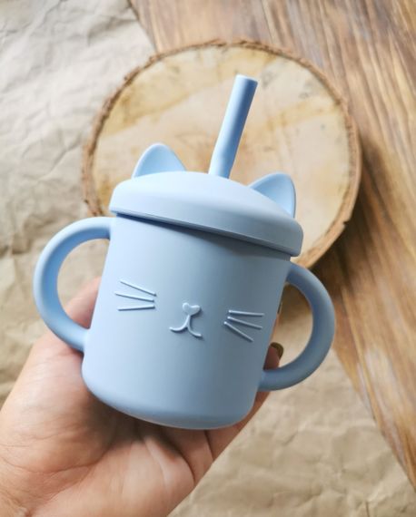 Поїльник котик дитячий з трубочкою силіконовий