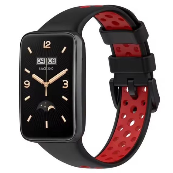Силіконовий ремінець Primo Perfor Classic для фітнес браслета Xiaomi Smart Band 7 Pro - Black-Red | Зображення 1