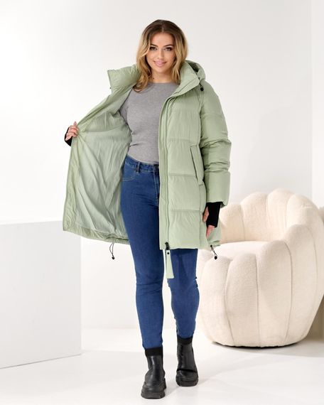 Зимова куртка великого розміру світло зеленого кольору | Зображення 8