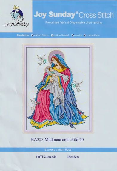 Набор для вышивания по нанесённой на канву схеме "Madonna and child 20". AIDA 14CT printed 36*46 см | Зображення 1