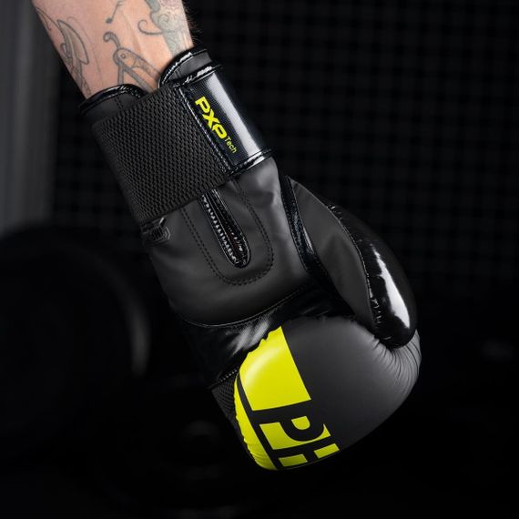 Боксерські рукавиці Phantom APEX Elastic Neon Black/Yellow 14 унцій (капа в подарунок) | Зображення 5