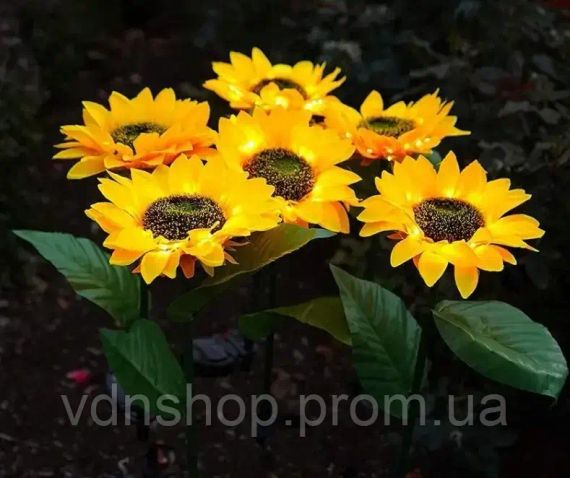 Садовый светильник на солнечной батарее Подсолнечник, 75 см, Теплый белый / Газонный светодиодный фонарь | Зображення 2