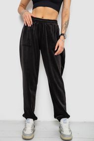 Спортивні штани жіночі велюрові, колір чорний, 238R58647