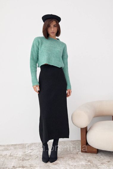 В'язаний укорочений джемпер oversize колір м'ятний розмір M FL_000858 | Зображення 6