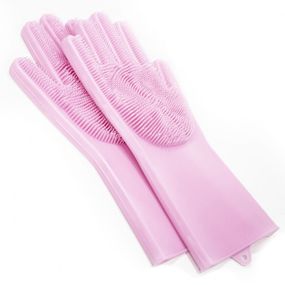 Силіконові рукавички Magic Silicone Gloves Pink для прибирання чистки миття посуду для будинку. Колір рожевий FD-83
