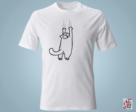 Женская футболка с принтом  SIMON`S CAT Сползает вниз. S