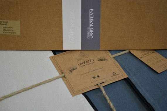 Постельное белье Limasso Stonewashed Essualte 200 х 220 см Natural Cream - Natural Grey | Зображення 7