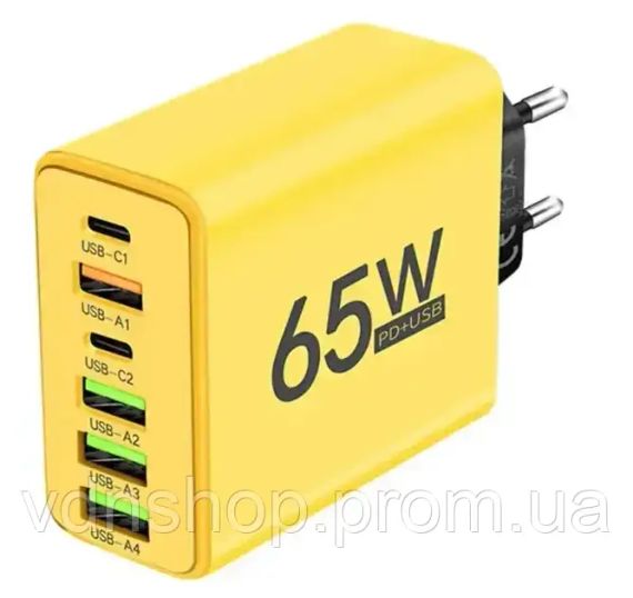 Зарядное устройство для телефона (65W) / Адаптер для зарядки / Быстрая зарядка для смартфона | Зображення 1