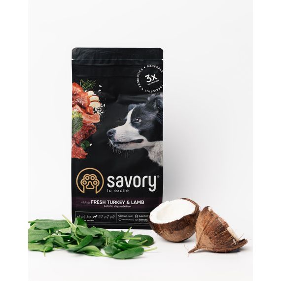 Корм сухий Savory Medium Breed rich in Fresh Turkey and Lamb для дорослих собак середніх порід від 10 до 25 кг зі свіжим ягн | Зображення 3