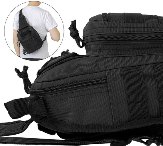 Тактична нагрудна сумка Primo Sling однолямкова через плече - Black | Зображення 3