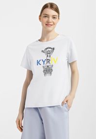 Футболка жіноча біла з принтом "Київ", 2XL