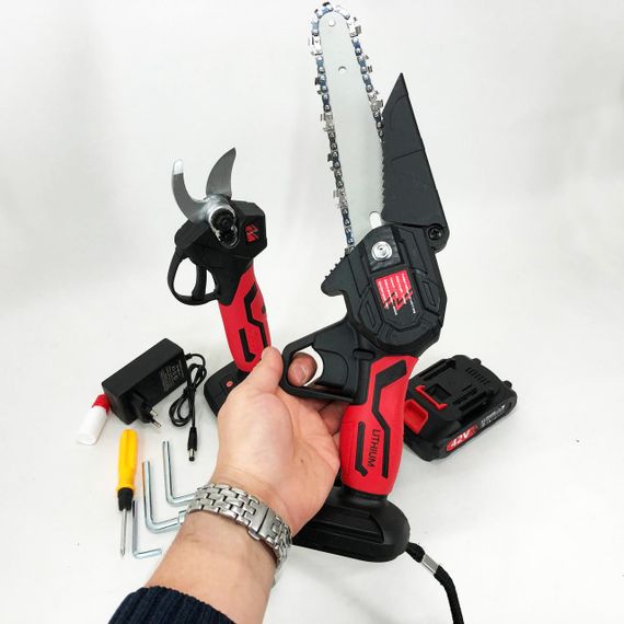 Акумуляторна батарея ні пили KRAFFTEC 2в1 36V 4АР, пила для різання деревини, Міні WL-160 ланцюгова пила | Зображення 5