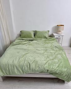 Постільна білизна плюшева двоспальна Dushka Home 20732 180х215 см фісташкова
