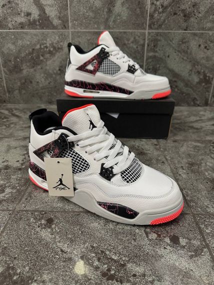 Кросівки Nike Air Jordan 4 Retro (white gray orange) | Зображення 2