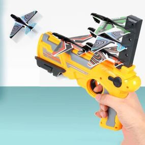 Детский игрушечный пистолет с самолетиками Air Battle катапульта с летающими самолетами (AB-1). RZ-974 Цвет: желтый