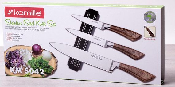 Набір 3 кухонні ножі Kamille Aubrieta на магнітній планці | Зображення 3