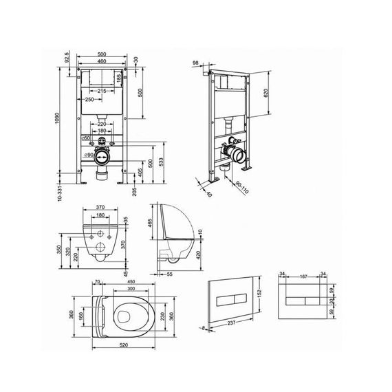 Готовое решение Qtap для ванной комнаты: подвесной унитаз Robin Ultra Quiet 520x365x365 + комплект инсталляции Standard (линейная | Зображення 1